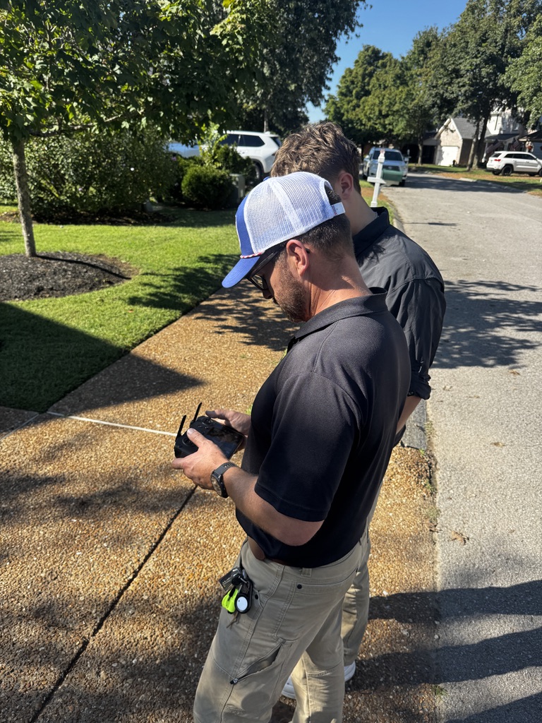Triumph team using drone technology for roof inspection